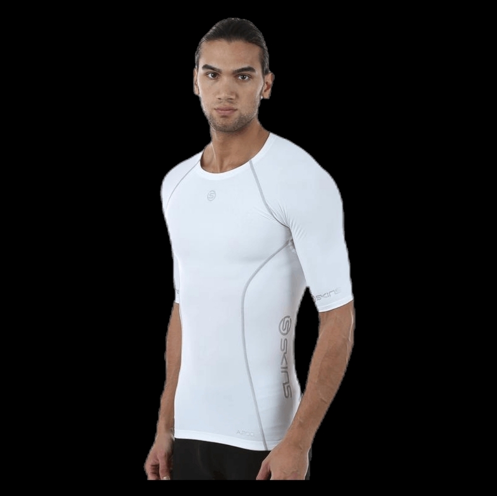 Skins A200 men's White short sleeve compression top Size Large